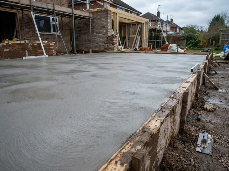 Finished concrete surface with float and brush texture