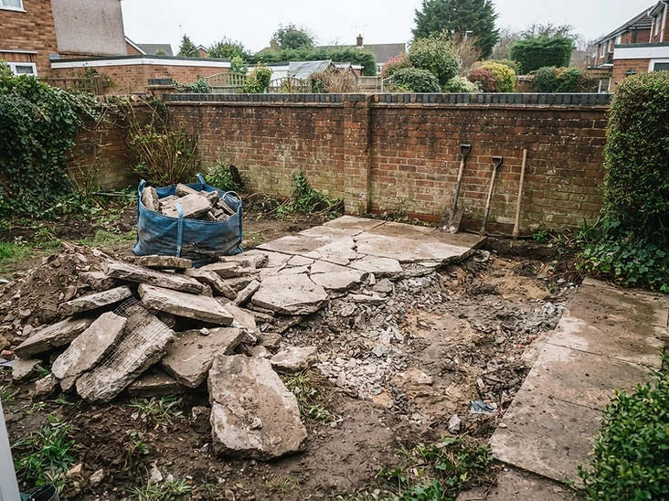 Old concrete being broken out before replacement