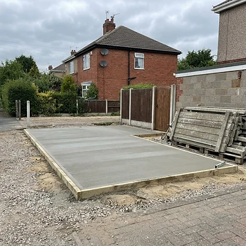 Concrete garage base finished ready for a sectional garage