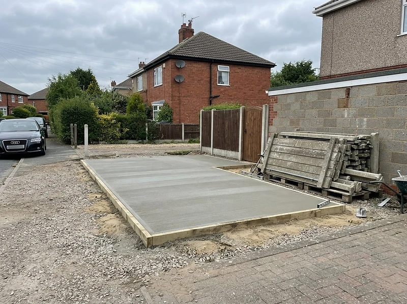 Concrete garage base finished ready for a sectional garage
