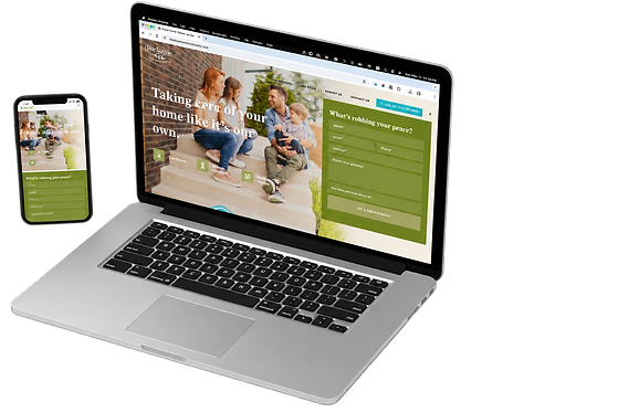 A laptop and phone displaying a client website.