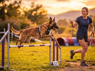 Chien en entraînement d'agility