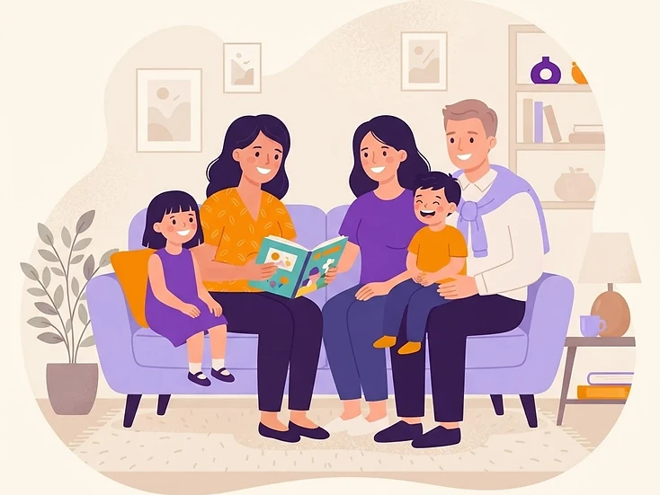 A family with their caregiver