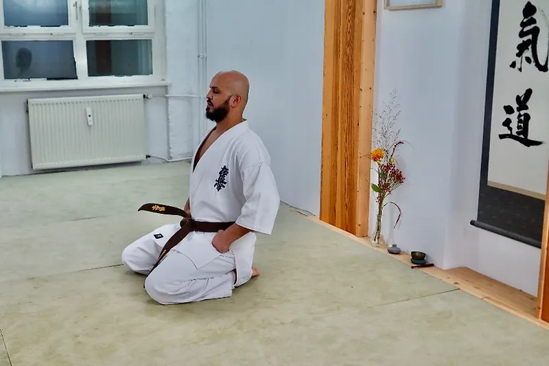 Training room of the Shinzen Dojo Berlin with tatami and kakemono