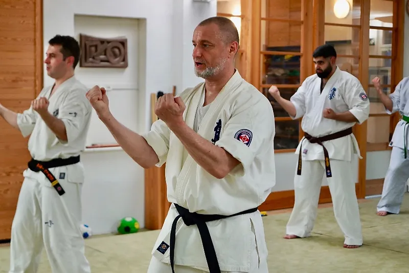 Adults training Kyokushin Karate at Shinzen Dojo Berlin