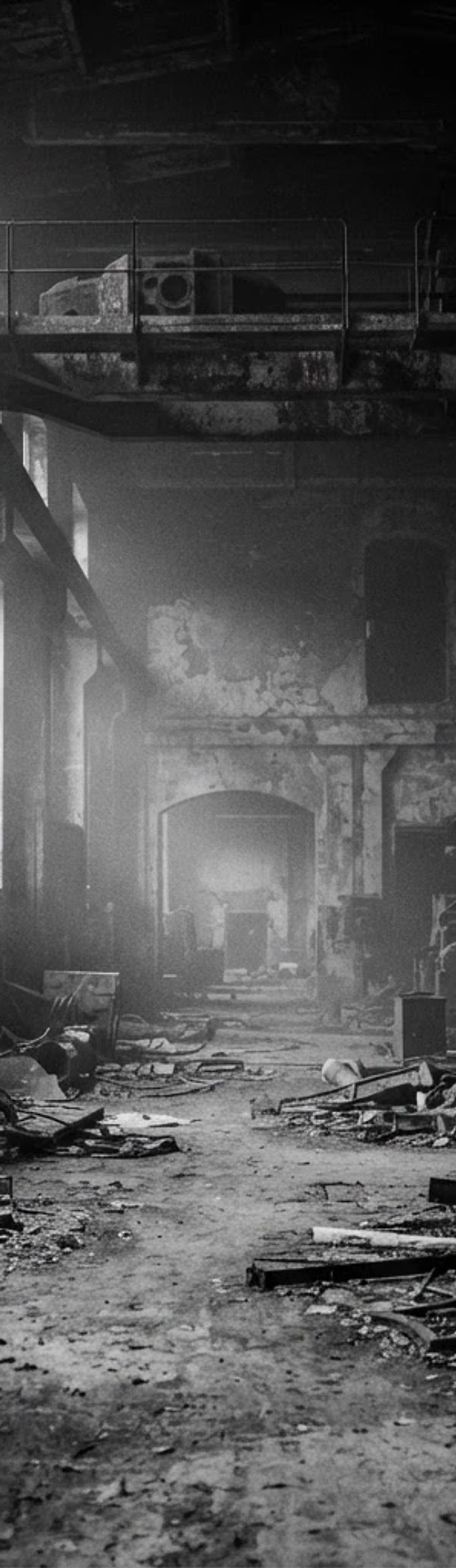 Abandoned industrial space, atmospheric haze