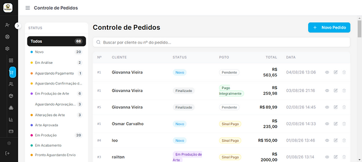 Controle de pedidos