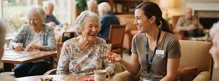 Recreation professional connecting with a resident