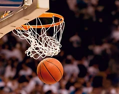 Basketball through hoop