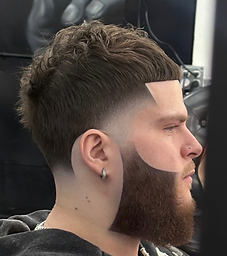 Textured crop with skin fade and shaped beard line-up