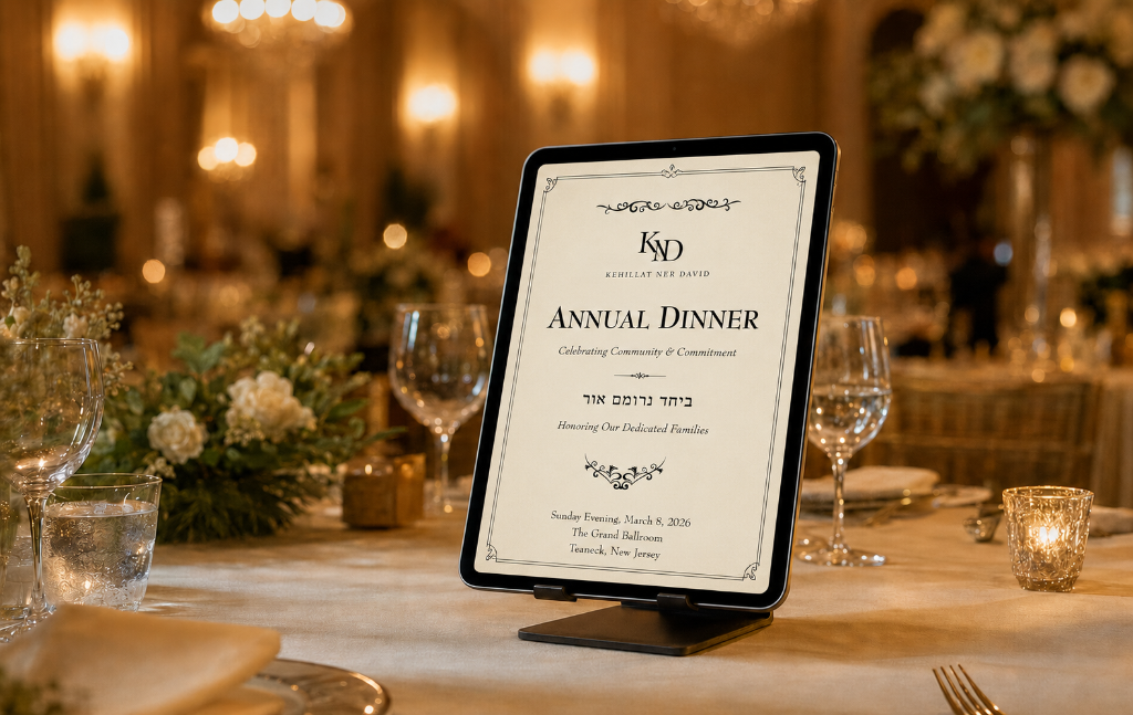 Digital journal displayed on iPads at a gala
