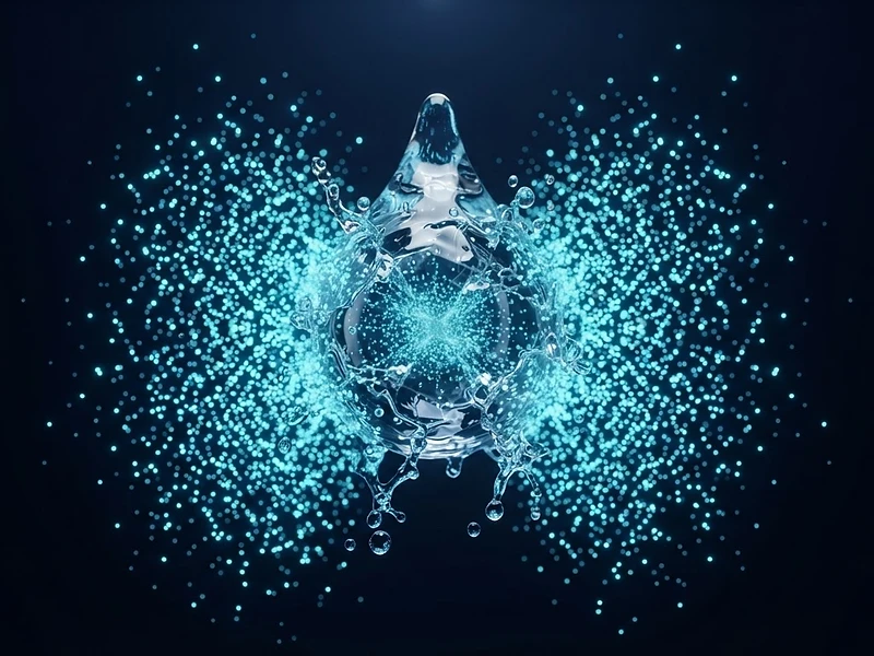 Water droplet fracturing into glowing particles