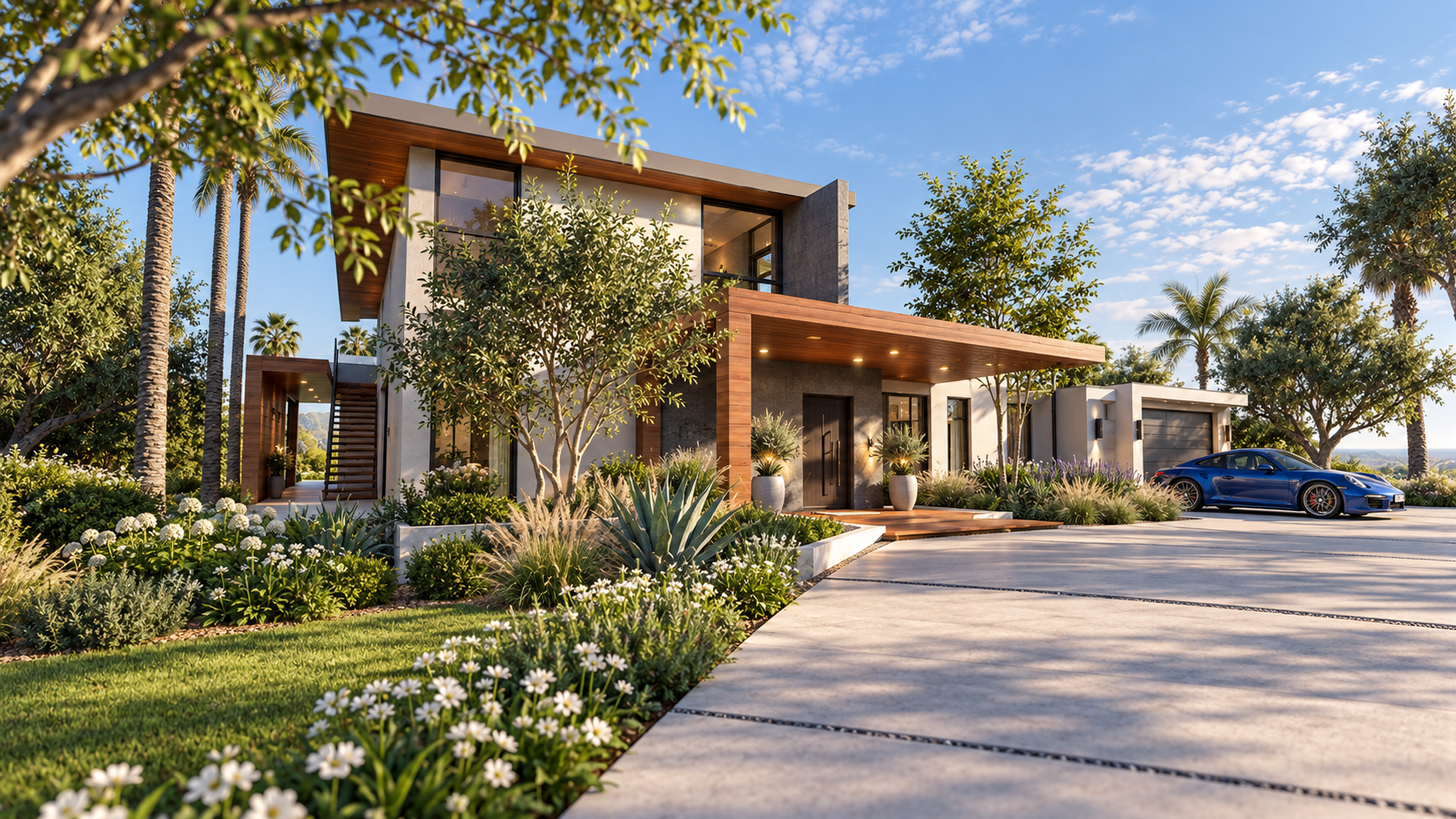 Entry elevation at Latigo, shown as a design visualization