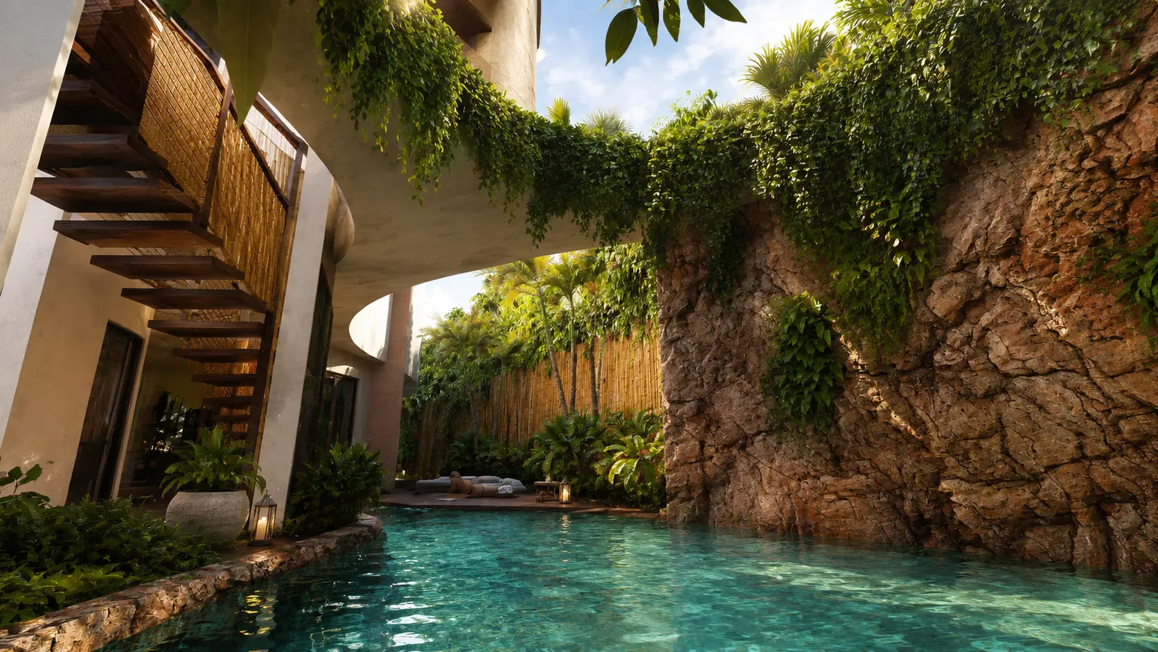Water passage between resort structures, an Apel Design resort concept