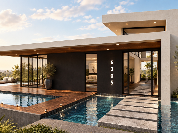 Gayton, a completed house in Malibu by Apel Design, shown as a design visualization, view 3 of 4