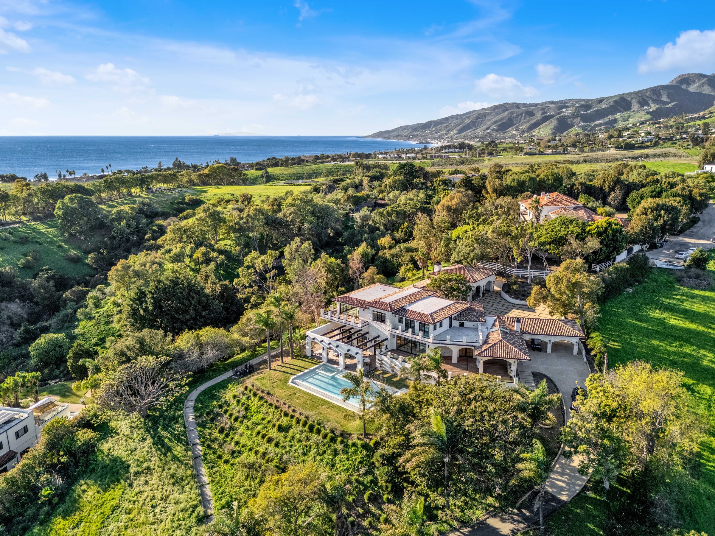 Merritt Estate from above, with the Malibu coast beyond, by Apel Design