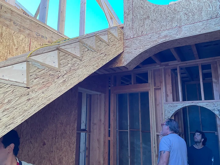 Reviewing a framed arch on site