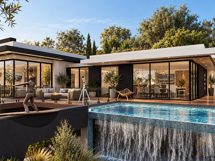 Gayton, a completed house in Malibu by Apel Design, shown as a design visualization, view 2 of 4