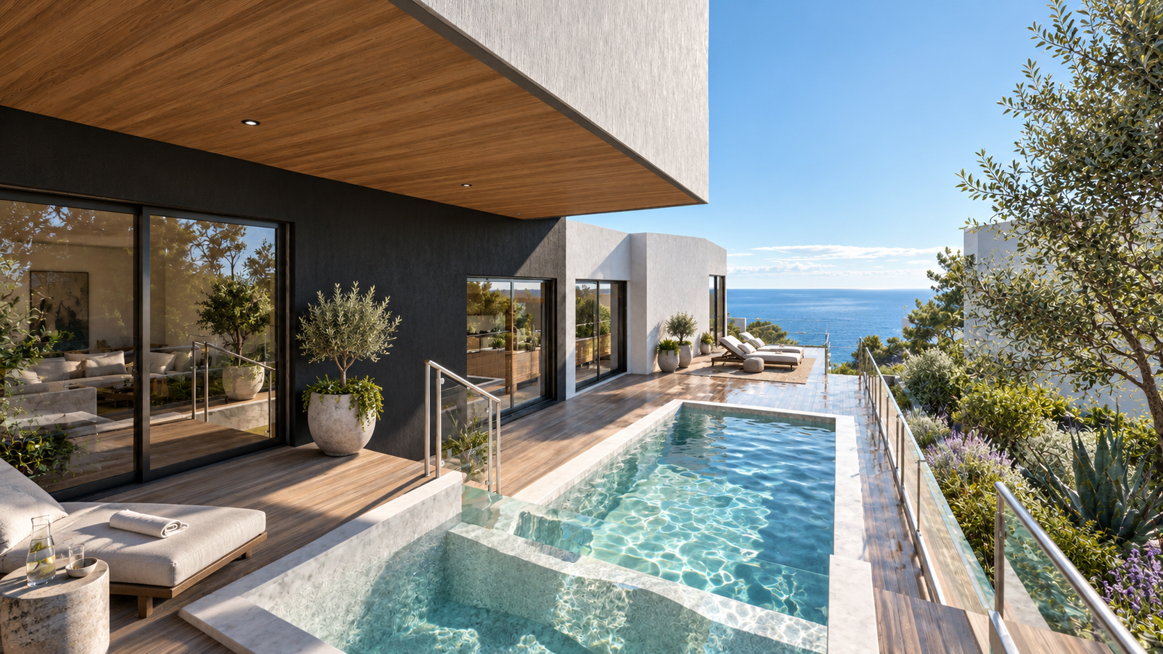 Beachfront Residence, an approved Malibu house by Apel Design, shown as a design visualization