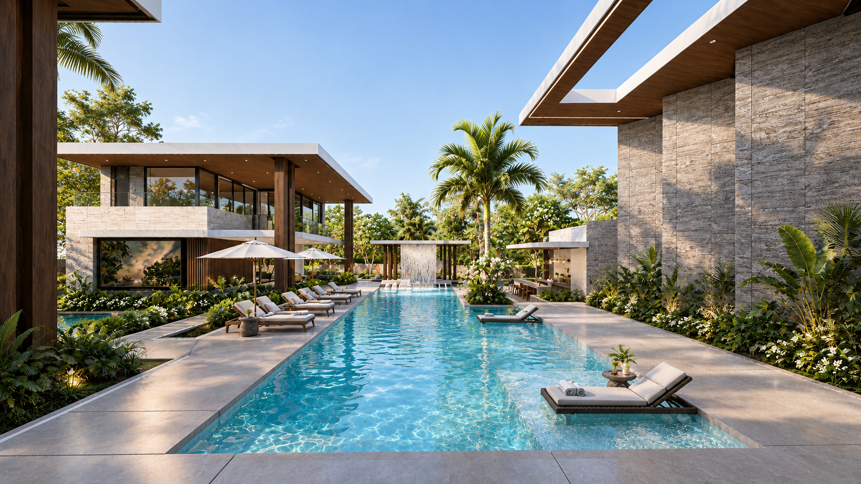 San Juan Capistrano, a proposed development of three houses by Apel Design, shown as a design visualization