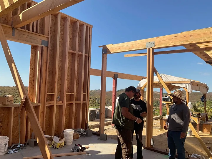 Raising a framed wall on site