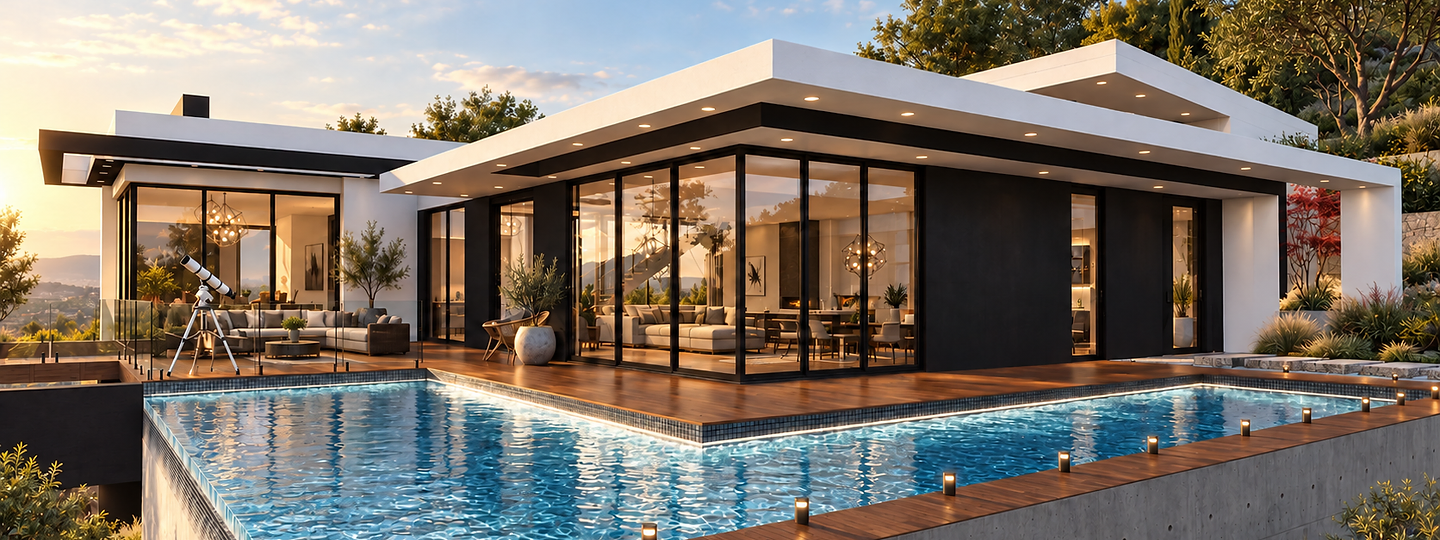 Gayton, a completed house in Malibu by Apel Design, shown as a design visualization, view 1 of 4