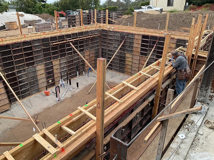 Formwork and site engineering for foundation walls on an Apel Design project