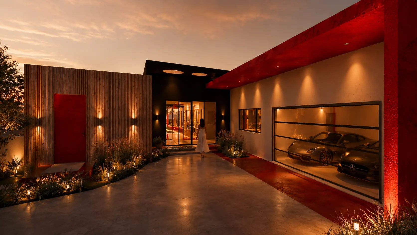 Malibu Rose, a residence by Apel Design in Malibu, shown as a design visualization, view 1 of 6