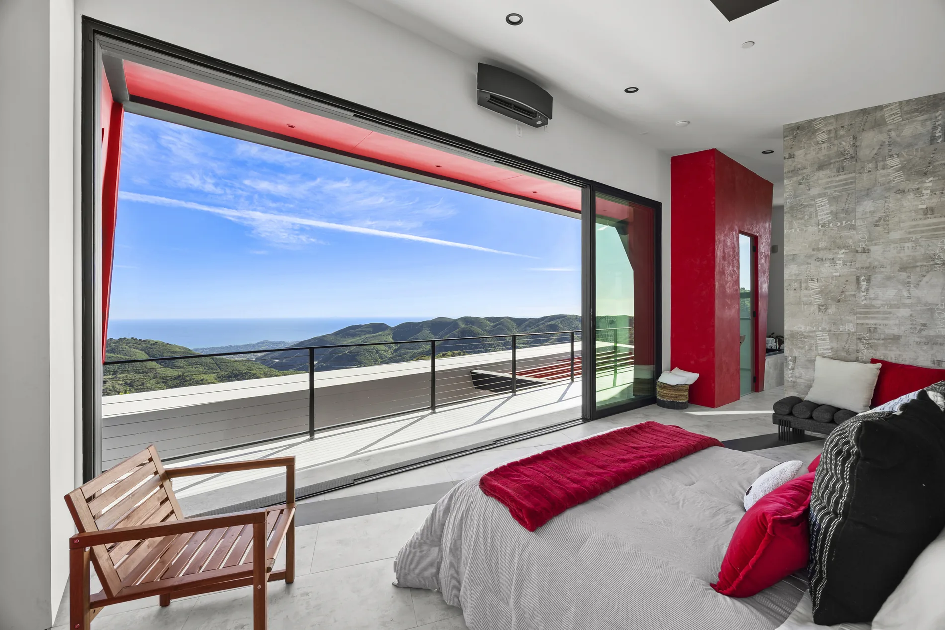 Luxury bedroom with a framed view