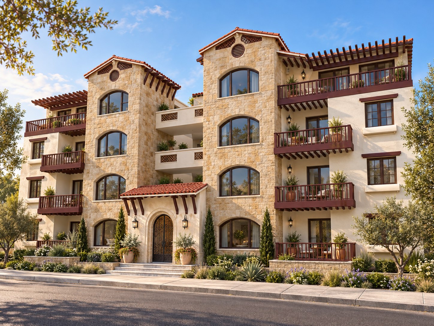 Moorpark Residences, a proposed multifamily building in Studio City by Apel Design, shown as a design visualization