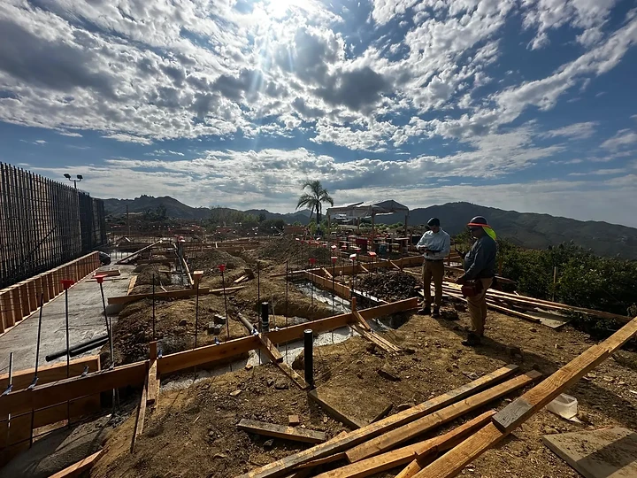 Reviewing foundation footings and formwork on site