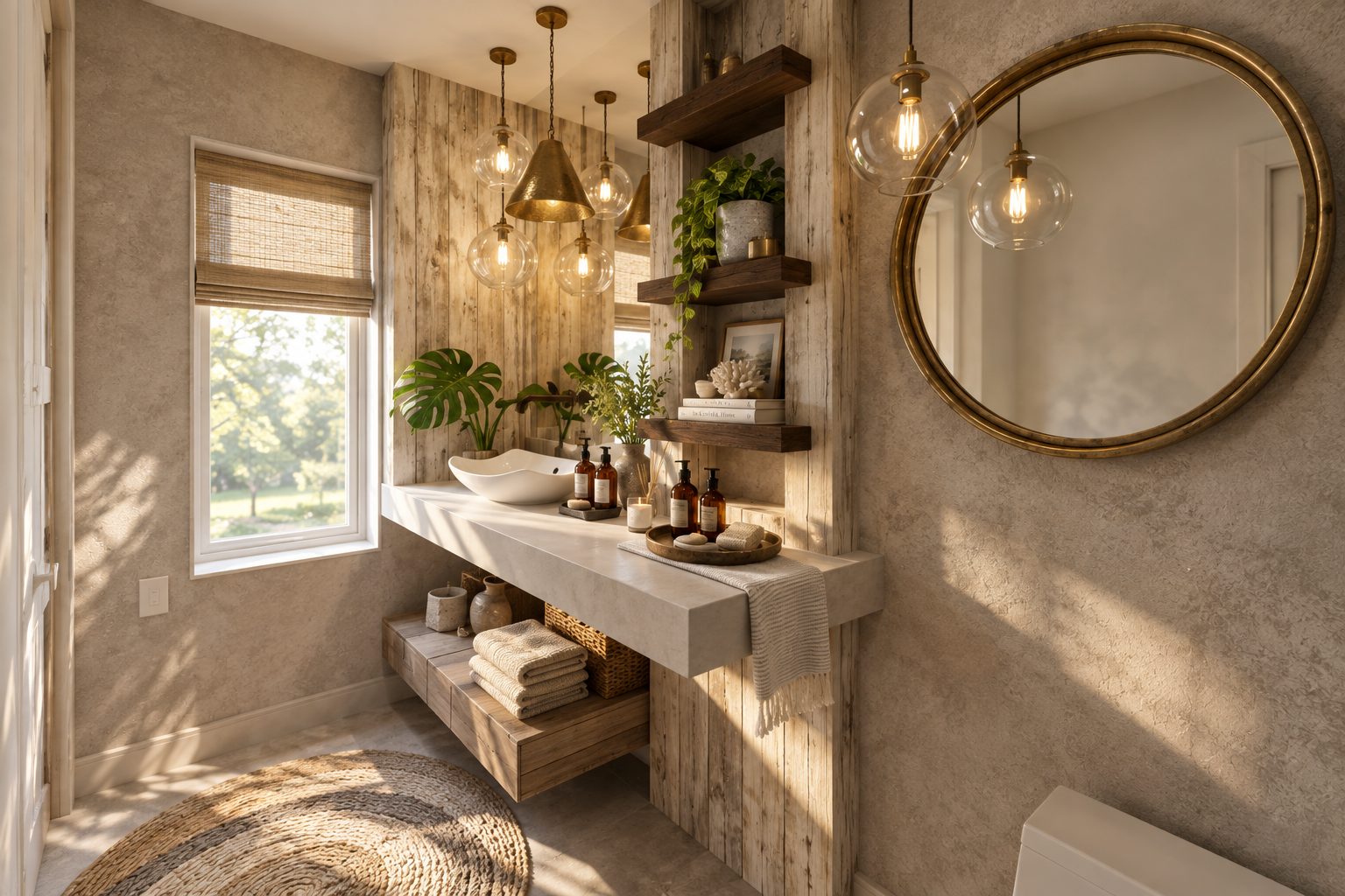 The powder room at Surfside, shown as a design visualization