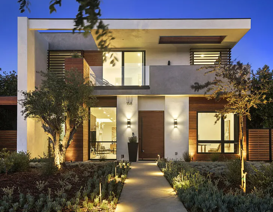 Entry and side gate at Hamel, in the same timber as the facade, by Apel Design