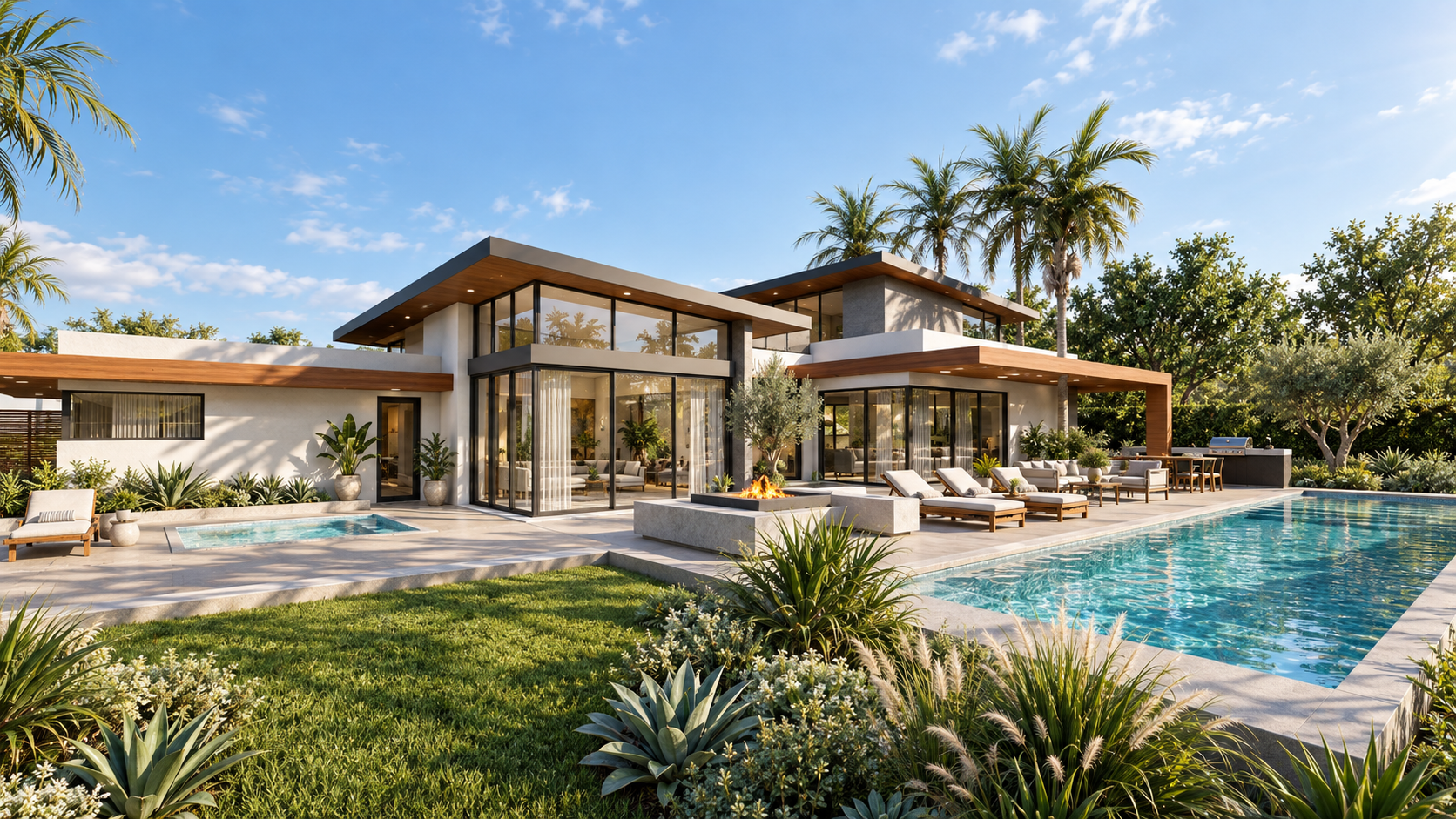 Latigo, a completed house in Malibu by Apel Design, shown as a design visualization