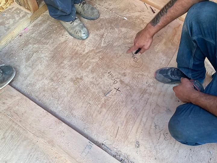 Marking layout on a finished slab