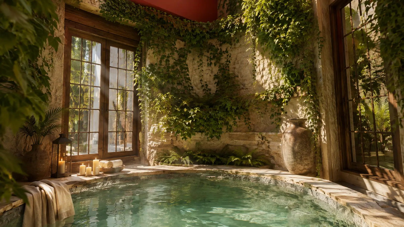 Indoor plunge pool within a guest suite, an Apel Design resort concept