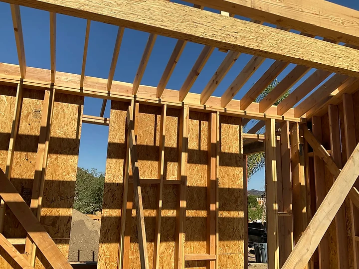 Roof framing detail at Mintcello