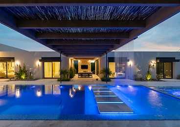 Pool at Night at Paradise Reserve, a North Scottsdale luxury vacation rental estate