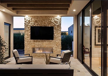 Outdoor Fireplace at Paradise Reserve, a North Scottsdale luxury vacation rental estate