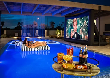 Poolside Cinema at Paradise Reserve, a North Scottsdale luxury vacation rental estate