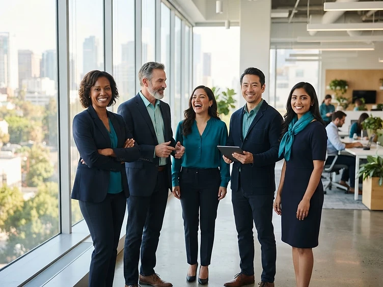 Triumph NEMT leadership team in a modern Indiana office