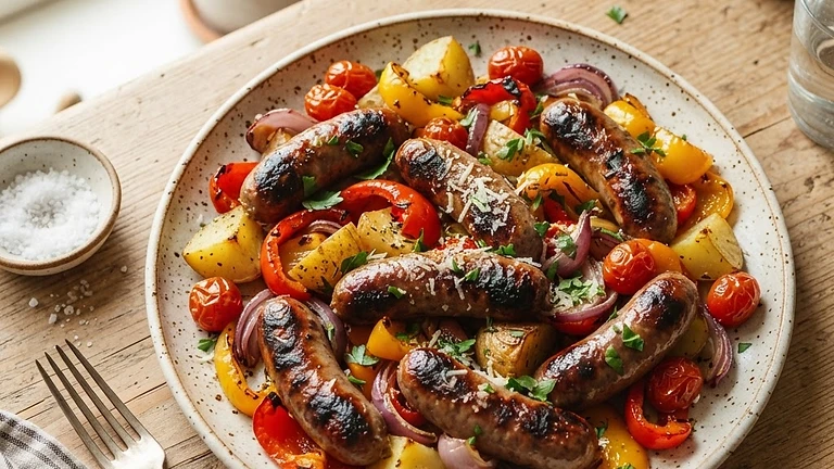 Sheet Pan Sausage and Peppers