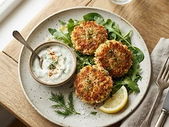 Salmon Cakes with Dill Sauce