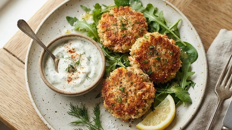 Salmon Cakes with Dill Sauce