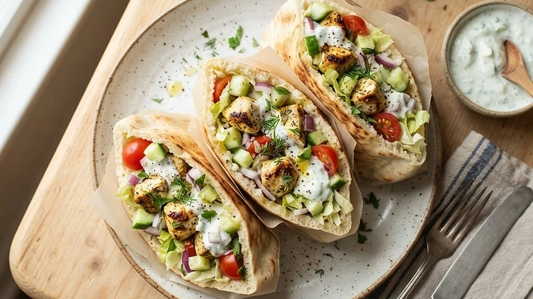 Greek Chicken Pita Pockets