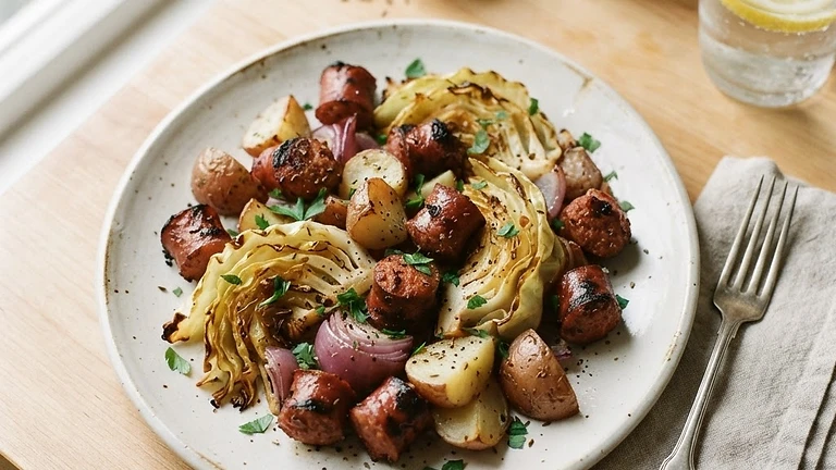 Sheet Pan Kielbasa and Cabbage