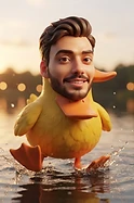 Brainrot Me character: a giant duck in In a lake