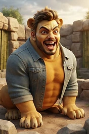 Brainrot Me character: a giant lion in Zoo