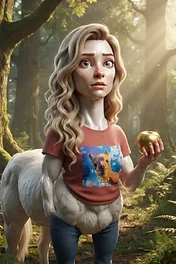 Brainrot Me character: A White horse in In a magestic forest