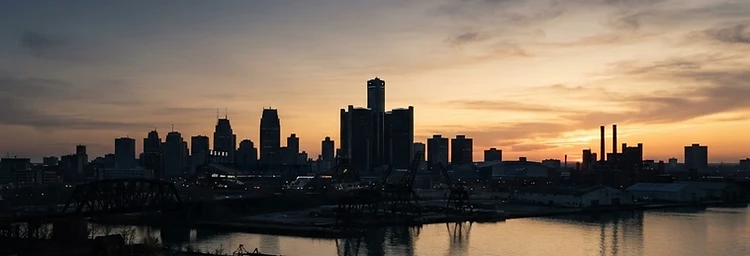 Detroit skyline at dawn